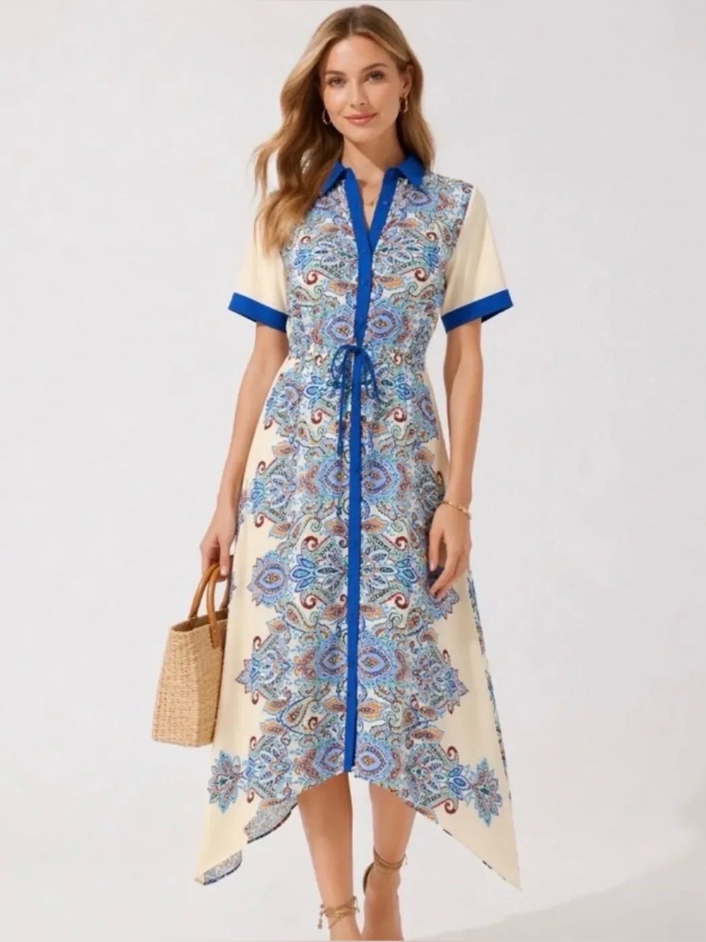 Johnny Was 100% Silk Paisley Dress $465 MSRP Size Small